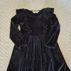 H&M Black Velvet Kids Dress with Ruffles